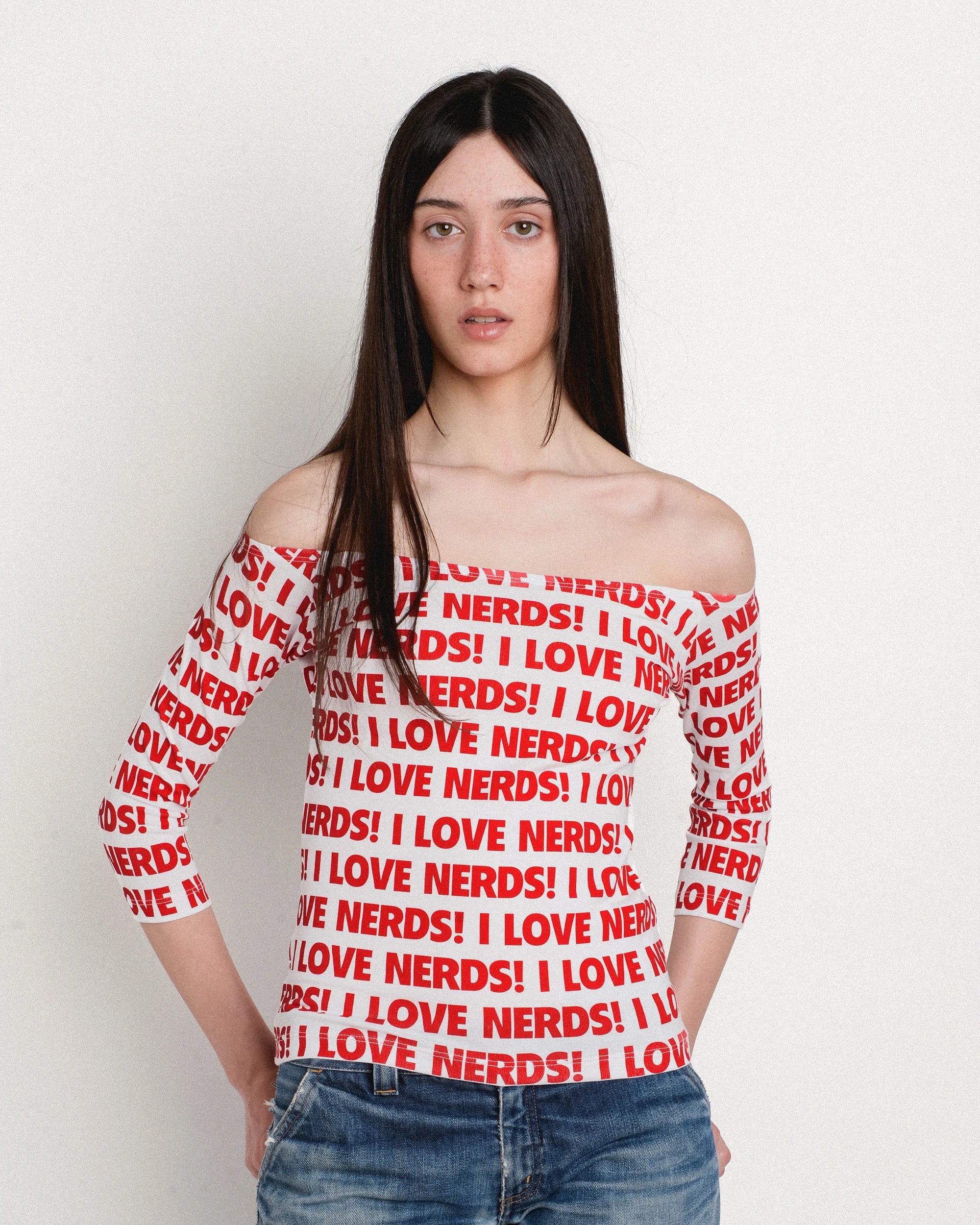 I Love Nerds Boat Neck Top